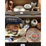 Two boxes of European and Asian china and porcelain (2)