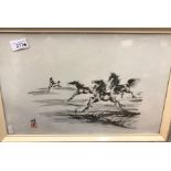 A Chinese picture in the style of Xu Beihong; framed and glazed