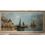 Terry Burke - Continental coastal view, oil on board, signed