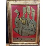 Gregory Finch? Four figures in Egyptian headdress, oil on board, signed