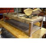 Large rectangular two tier coffee table