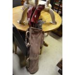 1950s/60s Set of golf clubs in leather golf bag