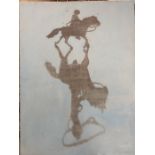 A contemporary abstract of horse and rider with reflection, signed indistinctly and dated '08