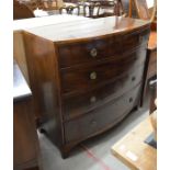 19th century mahogany bow front chest of two short over three long drawers