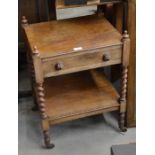 Victorian mahogany two-tier trolley with fitted drawer and barley twist supports