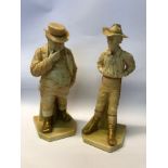 A pair of Victorian Royal Worcester porcelain figures of John Bull and  Uncle Sam, modelled by James