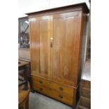 Early 20th century mahogany wardrobe with a pair of panelled doors enclosing open hanging space over