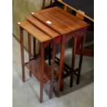 A folding bridge table to/w Edwardian inlaid mahogany nest of three tables