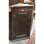 A 19th century oak corner cabinet with single panelled door