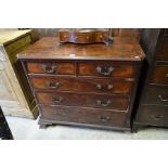 George III mahogany and ebony strung chest of two short over three long drawers (A/F)