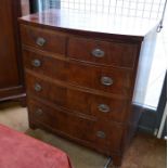 Georgian mahogany bowfront chest of two short over three long drawers raised on bracket feet