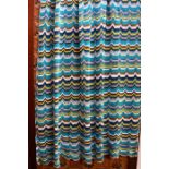 A Missoni knitted cotton piece, 115 cm x 170 cm long in blue/brown/yellow (no label), a Thai woven