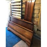 A French style cherrywood super kingsize (6ft) sleigh bed by Brigitte Forester c/with slatted base