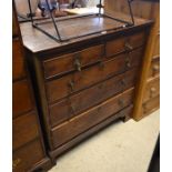 Georgian oak chest of two short over three long drawers raised on bracket feet (A/F)