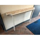 A Regency style painted pine marble top console table