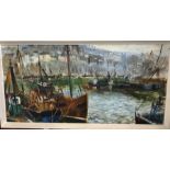 Terry Burke - Harbour view, oil on board, signed