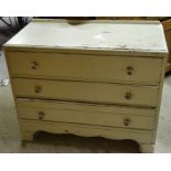 White painted chest of 3 long drawers (A/F)