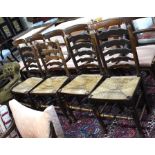 A set of four 19th century rush seat oak/elm chairs (4)