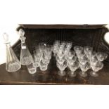 A suite of drinking glasses comprising:  Fifteen wine, twelve port/sherry, nine tumblers and two