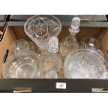 A collection of good quality cut glass including a conical footed vase, four fruit bowls, pair of