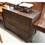 George III mahogany three drawer chest raised on bracket feet (part of a linen press)