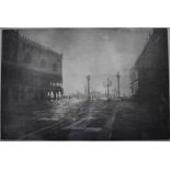 David Gluck (1939-2007) - 'Early morning St Mark's Square, Venice', ltd ed 20/50 etching, pencil
