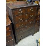Georgian style tallboy chest of two short over four long drawers raised on bracket feet