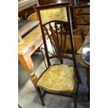 Art Nouveau style mahogany chair with floral upholstery
