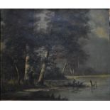 M Bernay - A set of four 19th century landscapes - forest glades and river views, oil on canvas, all