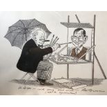 Peter Brookes (b.1943) an original unpublished cartoon, pen and fibre pen, depicting Sir Winston