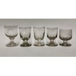 Five Georgian glass rummers, 11 - 14 cm high (5)No chips or cracks.  One showing extensive wear to