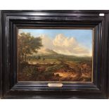 Manner of Michael Wutky - An Italianate landscape, with figures in foreground and distant hills, oil