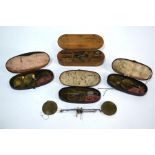 Four 19th century boxed sets of pocket scales and a similar un-boxed set (5)