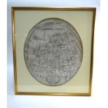 An Irish George IV silk embroidered oval map of Europe 'Wrought' by Mary Knott, Mountmelik School AD
