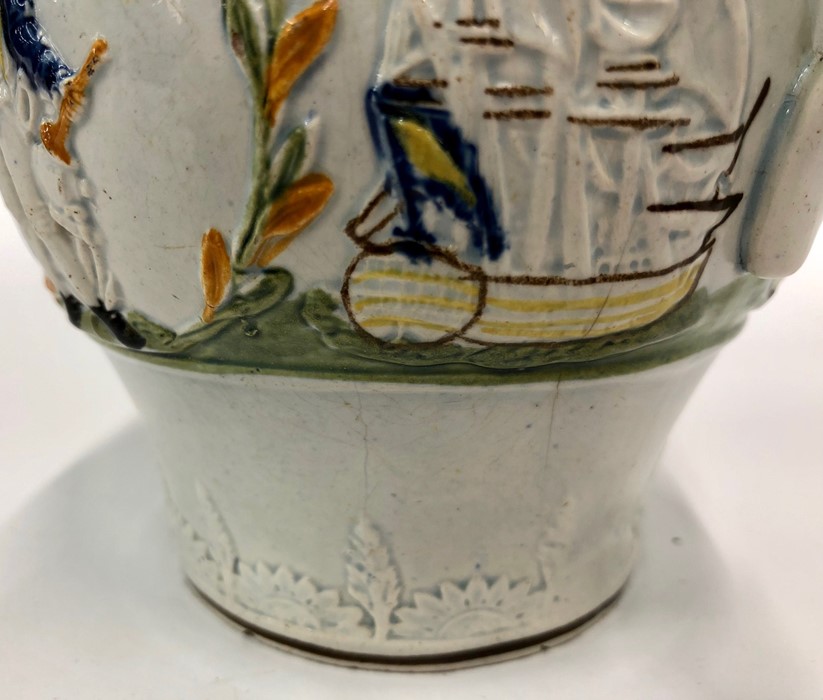 An early 19th century Pratt pearlware jug moulded in relief with images of Nelson and HMS Victory - Image 4 of 4