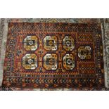 An antique Afghan Taimani Baluch prayer rug, with kelim ends, circa 1920, 1.40 x .85 m [419]