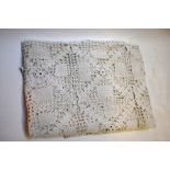 A white crocheted cotton bed-cover, 244 x 192 cm