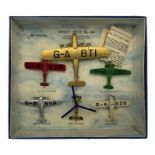 A pre-war Dinky No. 60 Aeroplanes set, in original box, civil markings, mint.Monospar wing-tip