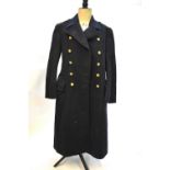 A vintage Naval officer's navy blue wool winter weight coat, 57 cm across chestGood worn condition