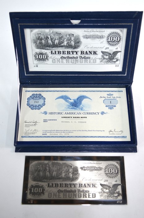 A US Sterling bicentennial commemorative Liberty Bank 100 Dollar replica bank-note, Ltd. Ed. No. - Image 4 of 4