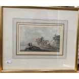 Peter La Cave (1769-1816) - Pony and trap passing fishermen, watercolour, 11 x 18 cm