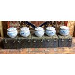 A set of five Chinese blue and white vases, similar to the preceding lot, and with fitted box (15)