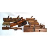 Eight various antique carpenter's planes including jack and moulding planes and spokeshave