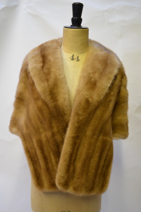 A smoky taupe mink evening cape with collar, retailed by Projanskys, White PlainsGood worn