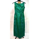 Jean Allen - A 1970s Jean Allen brocade evening dress with undulating vibrant green/turquoise design