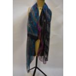 Georgina Von Etzdorf scarves - A silk georgette scarf in hues of pink/turquoise and grey (bnwt), a
