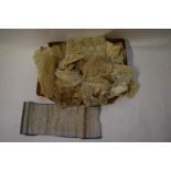 A box of 19th century and later lace mostly edging and needle-run examples and some larger pieces,