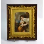 19th century Italian school (probably), a miniature painting on ivory, shepherd boy with sheep (