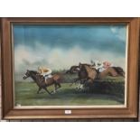 John R Skeaping (1901-80) - 'Half Way', horse and riders clearing fence, watercolour, signed and