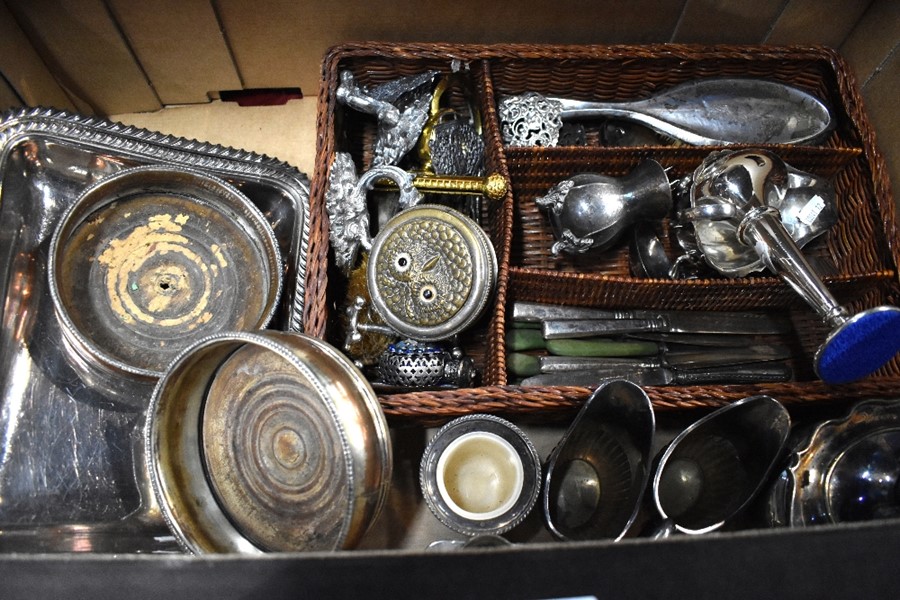 A quantity of silver and electroplated flatware - some cased - to/w table wares including divided